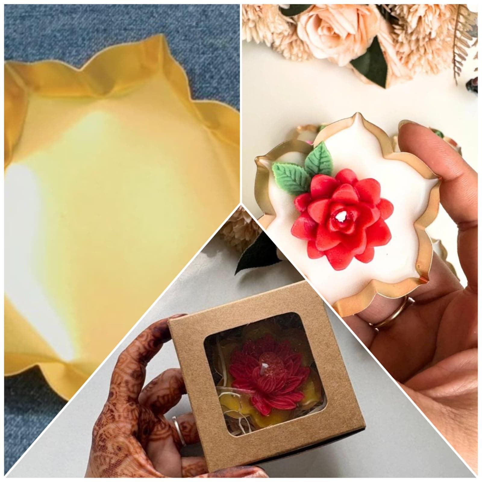 Floral Candles with Urli - small size